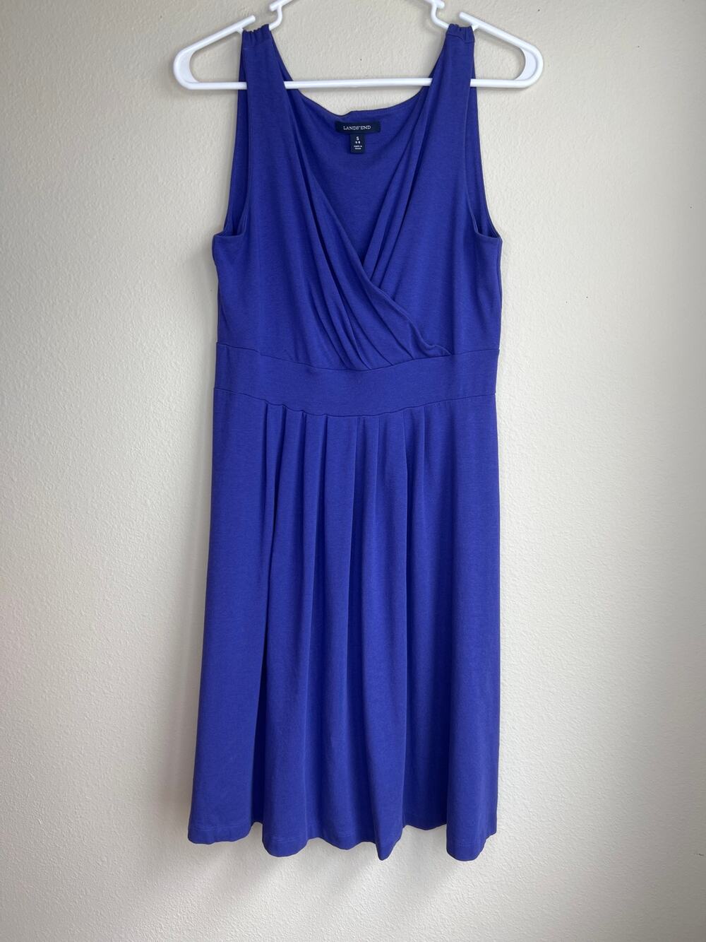 Lands End Purple/ Blue Surplice Faux Wrap Fit And Flare Dress Women Size Small